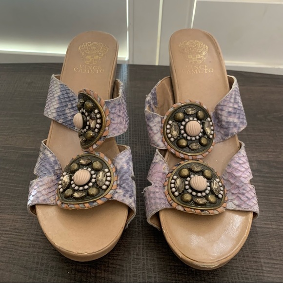 Vince Camuto Lupa natural desert snake print platform wedge sandals - Picture 6 of 11